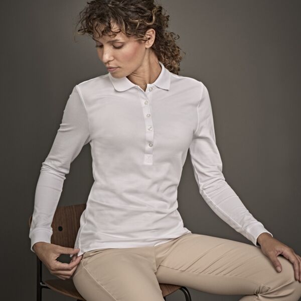 Tee Jays Ladies Luxury Stretch Long Sleeve Polo Shirt Thumbnail